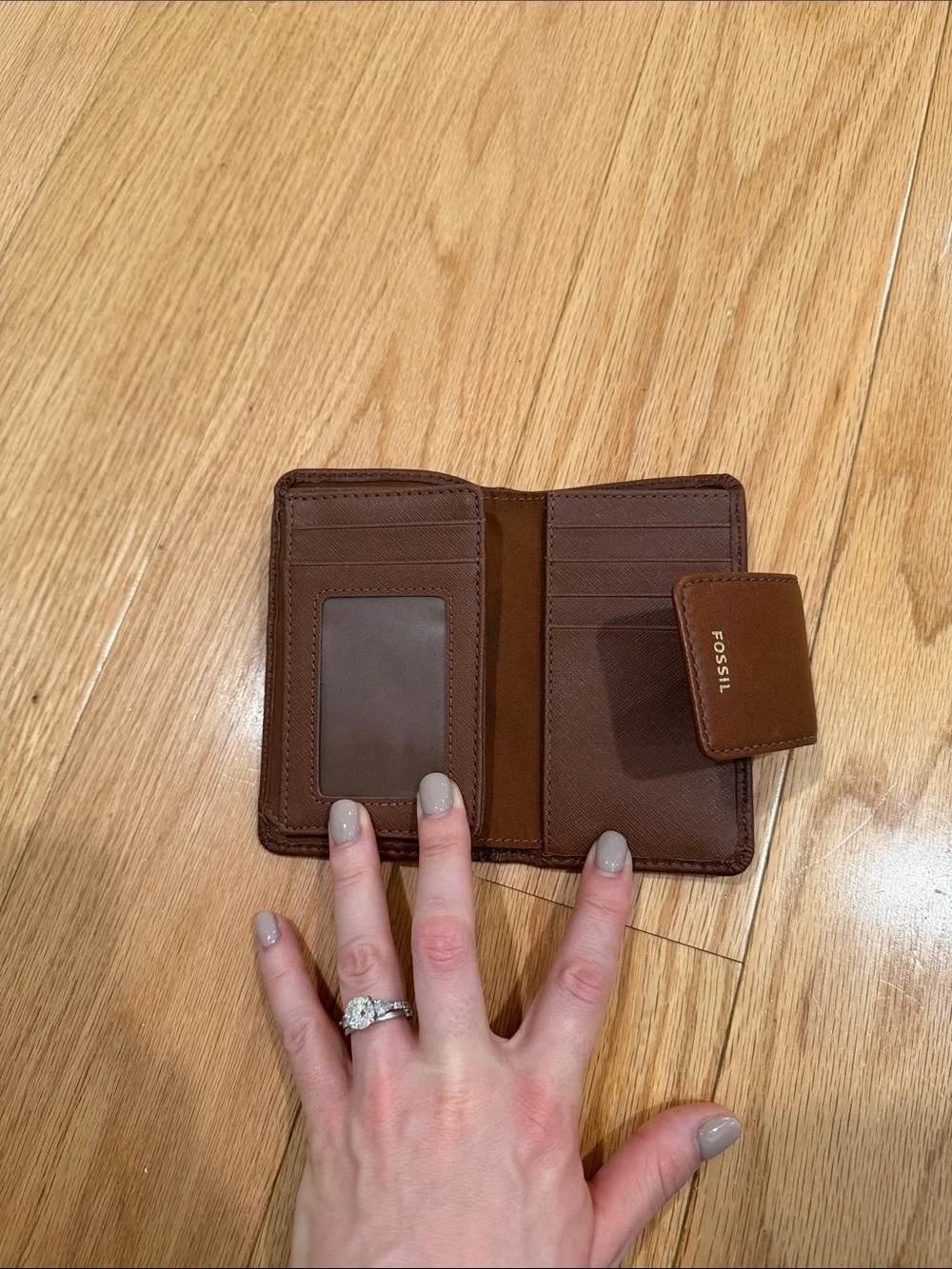 Fossil Brown Leather Tri Fold Wallet